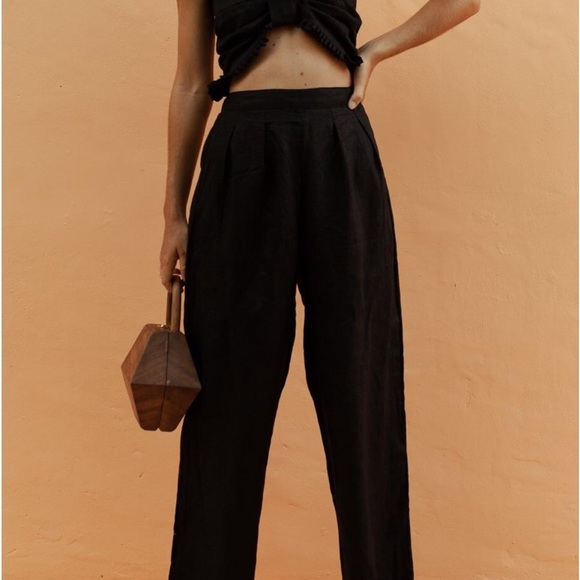 Posse The Label- Black Alfie Linen Jumpsuit-Small - Picture 2 of 5